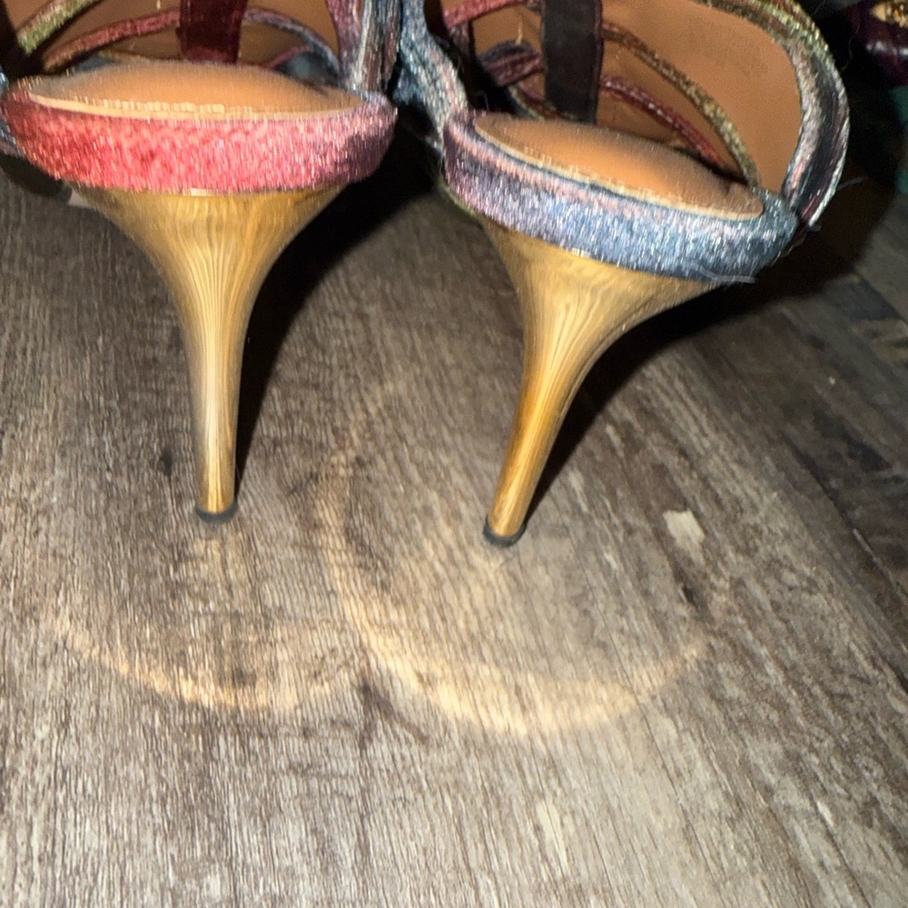 Kurt Geiger Multicolor Satin Floral Rosette Mule Heels - Picture 3 of 5